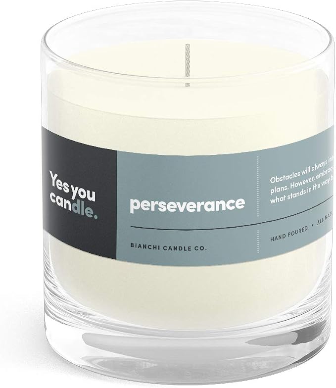 Yes You Candle - Perseverance, Teakwood & Spices, Highly-Scented, Inspirational Soy Candle, Made in USA, Great Message, Pure Essential Oils, Aromatherapy, 8 oz