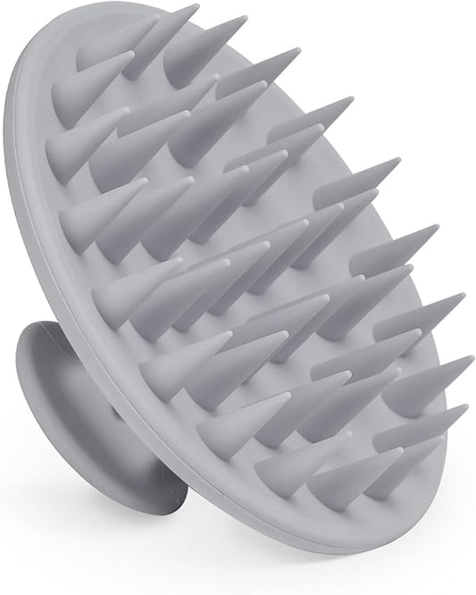 Meartchy Silicone Scalp Massager Shampoo Brush, Scalp Brush for Hair Growth & Dandruff Removal, Hair Scrubber Scalp Stimulator Exfoliator Brush with Soft Bristles for Wet Dry Scalp Care (Grey)