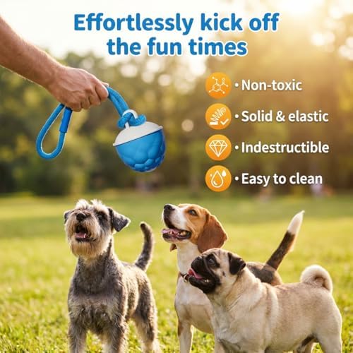 Interactive Dog Toys for Boredom-Automatic Rolling Ball with Ropes,Touch Activated Bouncing Jumping Dog Ball for Large/Medium/Small Dogs,Rechargeable Rolling Chasing Toy for Indoor Outdoor Play(Blue)