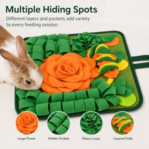 Rabbit Foraging Mat, Interactive Feed Game for Small Animals Toy, 17x17inch