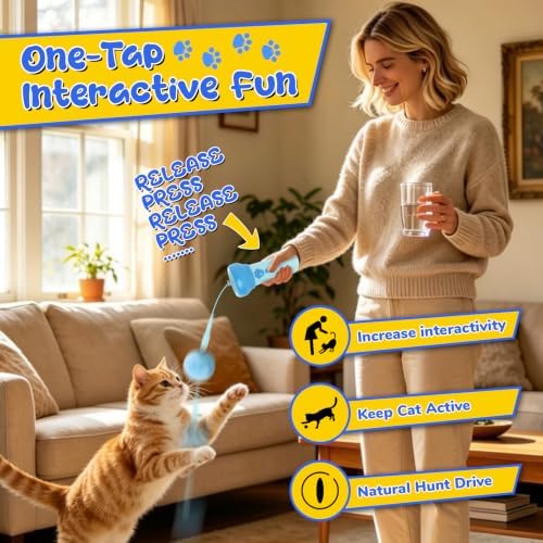 Interactive Cat Toy for Indoor with Launcher Ball One-Click Recycling