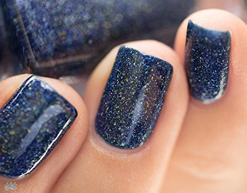 ILNP After Midnight - Prussian Blue Holographic Nail Polish with Gold Accents, Chip Resistant Manicure, Non-Toxic Nail Lacquer, Vegan, Cruelty Free, 12ml