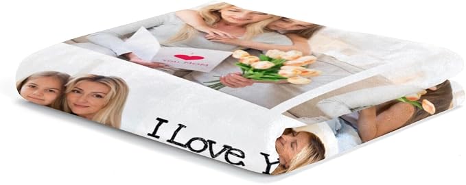 inkArts Custom Blankets with Photo, Personalized Mom Blankets, Customized Photo Blanket, Custom Picture Blanket, Personalized Birthday Gifts for Mom Baby Kid Family