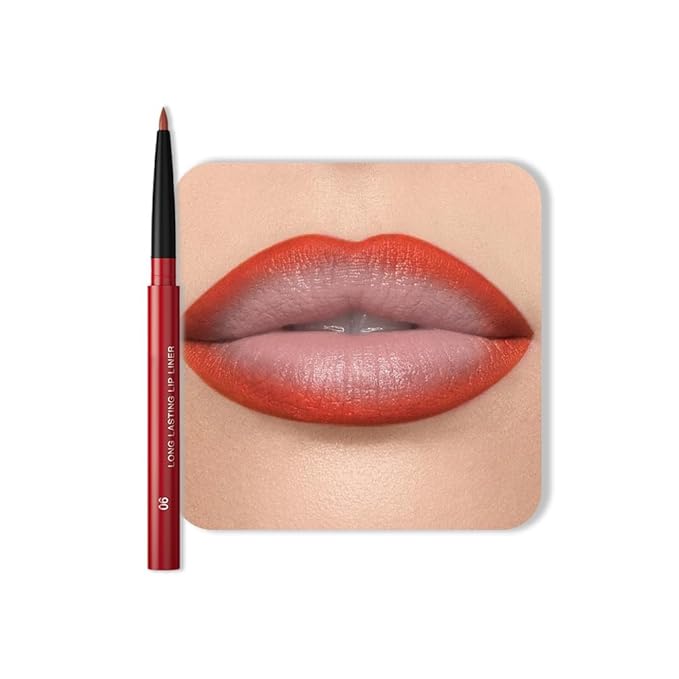 Gel Lip Liner Pencil for Women, Rouge Red Matte Long Lasting Lip Liner Lipstick 24 Hour, High Pigmented Lips Makeup Retractable Liners Waterproof Smudge Proof, Vegan & Cruelty-Free 06