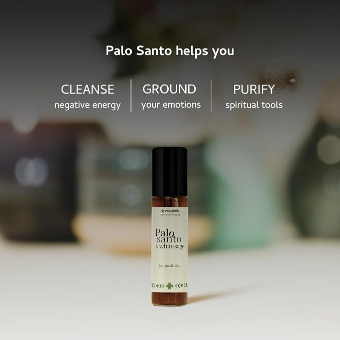 Palo Santo & White Sage Essential Oil Roll-On by Aromafume | 1 x 10ml / 0.33 fl oz | Aromatherapy Oils | Natural Roll On Perfume | Spiritual Meditation Accessories