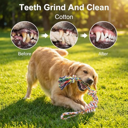 Fumusae 15PCS Dog Rope Toys for Dogs, Interactive Tough Chew Toys for Medium and Small, Heavy Duty Tug of War, Cotton Rope Knot Puppy Dental Toy