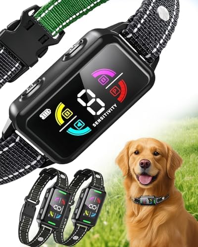 3 Pack Dog Bark Collar for Large Medium Small Dogs,Effective Anti Barking Training Collar with 6 Safe Training Modes, Smart Automatic Waterproof Bark Collar with 8-Level Sensitivity