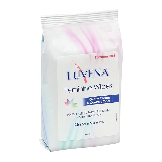 Luvena Soft Feminine Wipes for Women Cucumber Scented 25 Count Pack of 1 | pH balanced hypoallergenic cleansing cloths with aloe vera and natural enzymes, dermatologist tested and paraben free