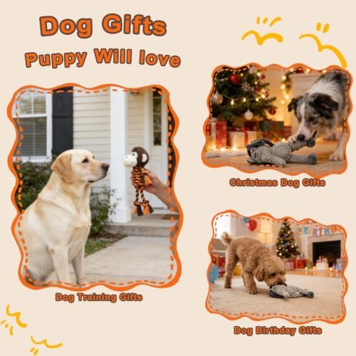 Monkey Rope Dog Toy, Plush Elephant Squeaky Dog Toy, 2 Pack