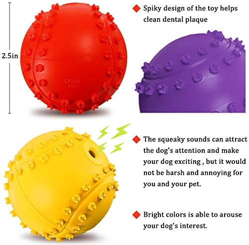 Frienda Squeaky Dog Toy Ball Reliable Rubber Squeaker Fun Interactive Puppy Chew Toys Beach Outdoor Dog Ball for Large and Small Pet(Tennis Shape)