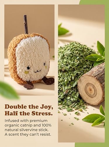 Cat Plush Toy [6000mg A+ Natural Catnip & Silvervine] with Teething Stick