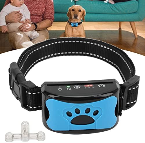 Anti Dog Bark Collar, Dog Barking Collar, USB Rechargeable Vibration Intelligent Recognition Training Collar 7 Sensitivity (Sky Blue)