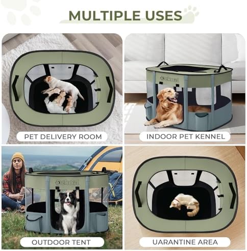 Foldable Pet Playpen, Portable Crate for Dogs & Cats, Indoor Outdoor Travel