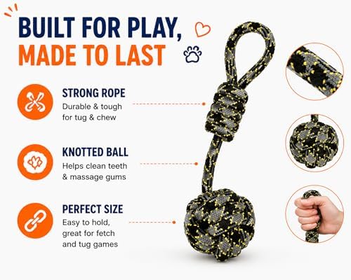 Dog Toys for Small Dogs, 5 Pack Interactive Dog Toy Set with Squeaky Latex Ball, Duck Plush Toy, Rope Tug Toy and Waste Bags, Indoor Fetch, Chew & Play Toys for Small Breeds (Blue/White)