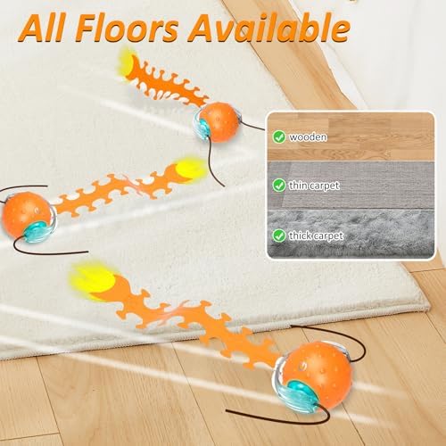 Waaiio Interactive Cat Toy with Centipede Tail,Fast Rolling Ball, Rechargeable Toys for Bored Indoor Adult Cats, Touch Activated/Rechargeable/Bird Chirping Squeaky