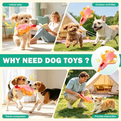 Fuufome Squeaky Dog Toy, No Stuffing Plush Toy for Puppy Small Medium Dogs
