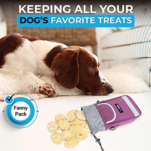 Dog Training Treat Pouch – Treat Bag for Dog Training with Built-in Poop Bag Holder – Waist Dog Training Pouch with Reflective Strips – Waterproof Fanny Pack for Dog Training