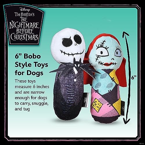 Disney Nightmare Before Christmas Jack and Sally Plush Dog Toy, 6 Inch