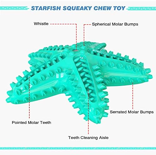 Squeaky Chew Toy - Starfish Water Floating Toy for Dogs, Natural Tooth Brush Teeth Cleaning for Small Medium Dogs - Blue