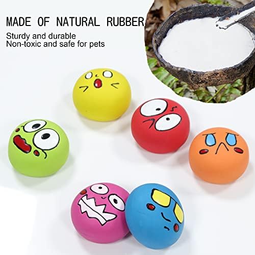 Latex Dog Chewing Squeaky Ball Toys Face Fetch Play Toy for Puppy Small Medium Pets Dog cat (6 PCS(C))