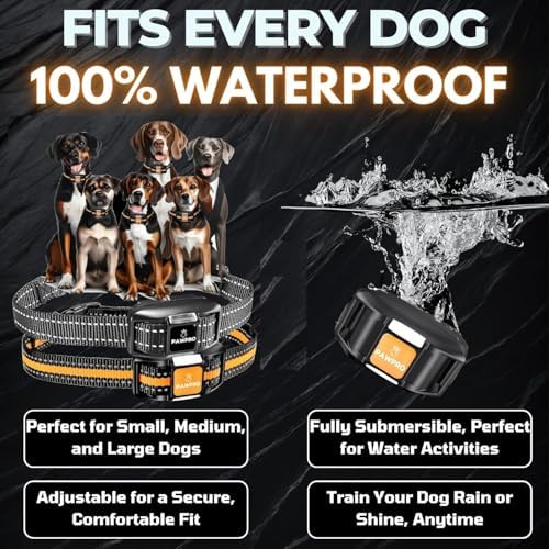 Dog Shock Collar with Remote, Unmatched 4-Mile Range, Night-Light Mode, Training Guide Included, 124 Training Levels & 4 Modes, Beep Vibration Shock, Waterproof Rechargeable, Fits All Dogs (2 Collars)