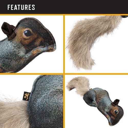 Browning Squirrel Fabric Squeaker Chew Toy Gray