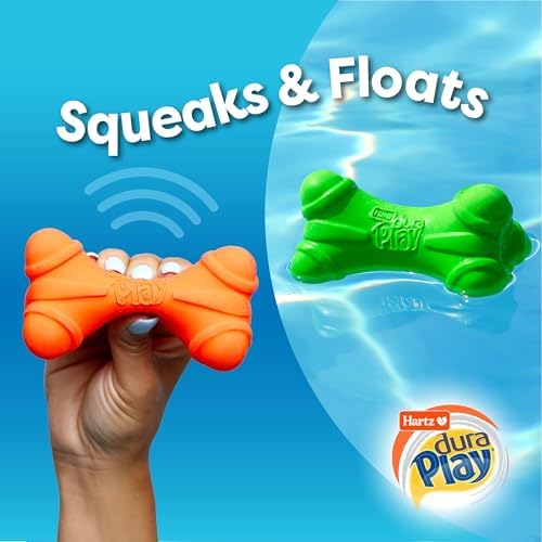 Hartz DuraPlay Bone Squeaky Latex Dog Toy for Medium Breeds, 3 Pack