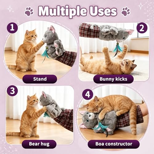 Cat Wrestling Glove with Bell & Catnip, Cats Puppet Wrestler with Tough Padding for Safe Play, Interactive Puppet Toy for Indoor Play, Exercise & Boredom Relief, Family Bonding & Feline Training