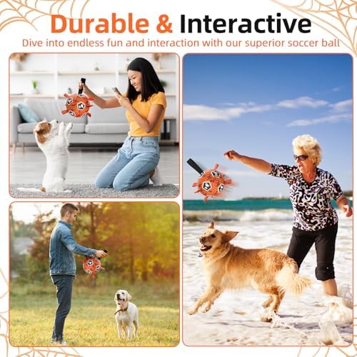 Diman Halloween Dog Toys, 7 Inch Dog Balls, Dog Soccer Ball with Straps