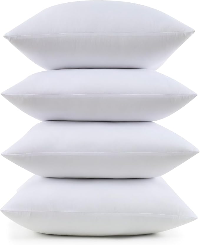 22X22 Pillow Inserts - Throw Pillow Set - Cushion Inserts for Decorative Throw Pillows Covers - Soft & Supportive Pillows for Couch, Sofa, Bed, or Chair, 4 Pack - 22" x 22"