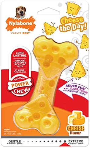 Nylabone Power Chew Cheese Bone Dog Chew Toy, Cheese Flavor, Medium