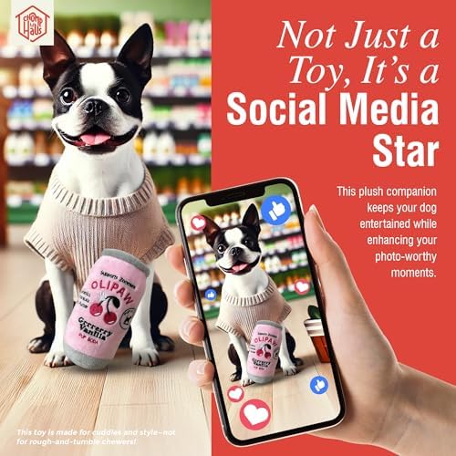 Olipaw Grrrerry Vanilla – Luxurious Parody Plush Dog Toy with Squeaker, Premium Fabric, Embroidered Details, Designer-Inspired Chew Toy, Fun Gift for Small Dogs & Dog Lovers