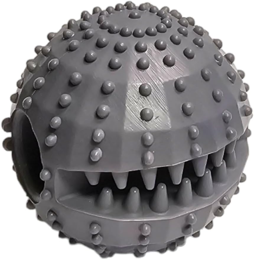 Dog Interactive Treat Dispensing Chew Toy | Small to Medium Breeds | Fill it with Snacks or Soft Foods | Helps to Relax | Help Maintain Your Pets Dental Hygiene (Grey, Piranha 2.3'')