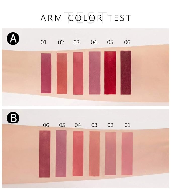 VeniCare 6Pcs Matte Liquid Lipstick Makeup Set, Matte liquid Long-Lasting Wear Non-Stick Cup Not Fade Waterproof Lip Gloss (Set B)