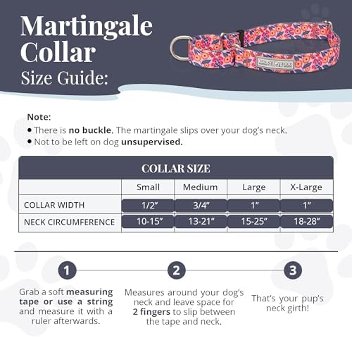 Lucky Love Dog Martingale Collar for Large Dogs No Slip Cute – Rosie, Large