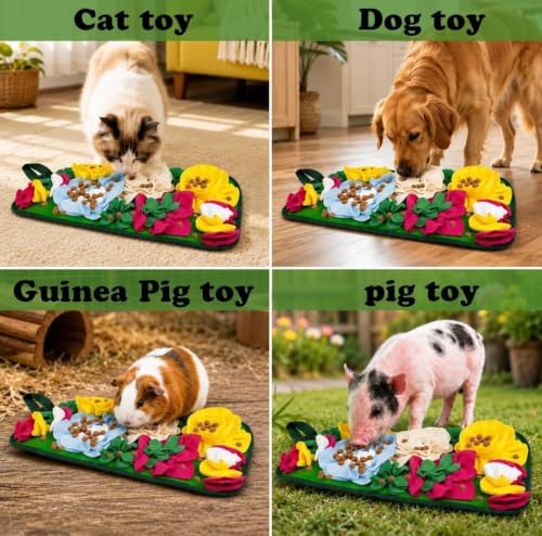 Pig Foraging Mat for Mini Pigs, Pig Toys for Mini Pigs with Snuffle Feeding Pad and Chewable Enrichment Features, Interactive Treat Seeking Activity Toy for Pet Pigs, Farm Pigs and Small Animals