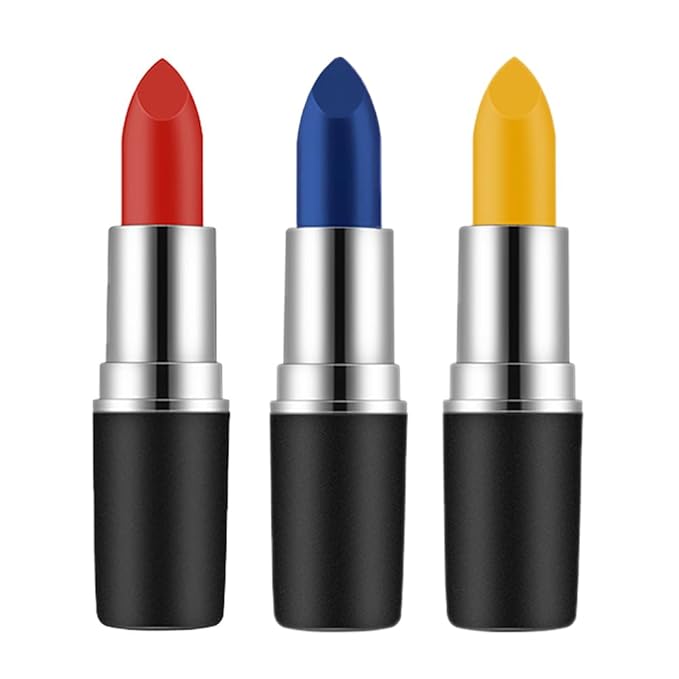 Mysense Red Blue and Yellow Face Paint Stick, Eye Black Stick for Football Baseball Softball, Cream Body Paint for Halloween Costume Cosplay Makeup