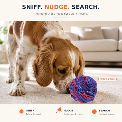 Ablechien Snuffle Ball for Dogs, Sniffle Interactive Treat Toy, Washable Puppy Treat Toy, Foraging Puzzle Ball Toy, Mind Games for Dogs, Enrichment Dog Toys