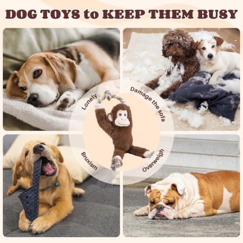 Interactive Tug of War Plush with Squeaker Durable Dog Rope Chew Toys