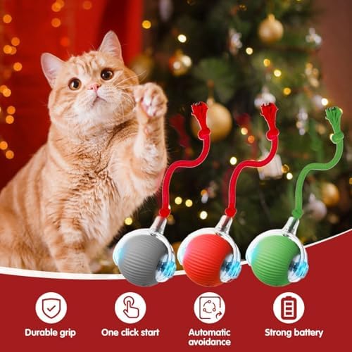 2026 Interactive Rolling Cat Dog Ball Toy – Smart Automatic Self-Moving Pet Toy, Upgraded Smart Automatic Electric Dog Ball for Bored Cats and Dogs (Pink)