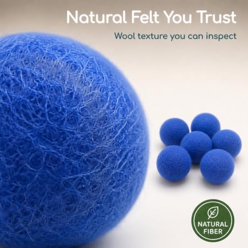 Wool Cat Toys - Felt Cat Toy Balls for Small Pet Fetch and Play - Eco Friendly Quiet Wool Ball Cat Toy for Cats and Kittens - Choose Your Colors 6PCS Blue
