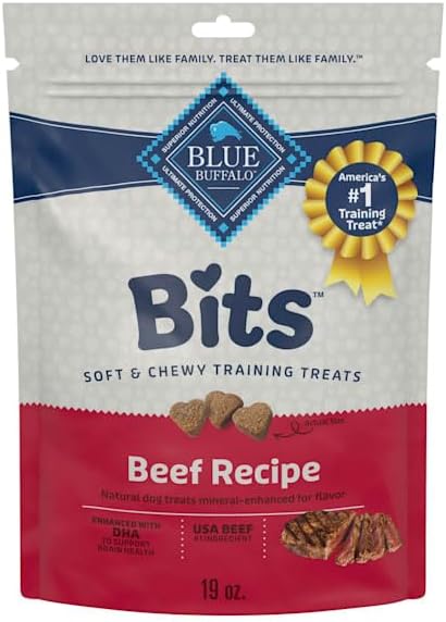 Blue Buffalo Bits Beef Training Treats, 19 oz | Real Beef First, DHA for Cognitive Development, No Chicken By-Product Meals, Free from Red Dye 40