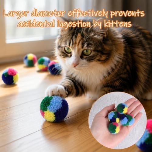 30Pcs Pom Pom Balls for Cats, Small Silent Kitten Toy Balls