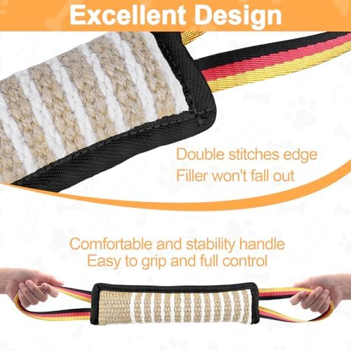 ToLanbbt Dog Tug Toy Dog Bite Jute Pillow Pull Toy with 2 Strong Handles Perfect for Tug of War, Puppy Interactive Play, Tear Resistant Bite Training Toys for Small Medium Large Dogs (Black Flag)
