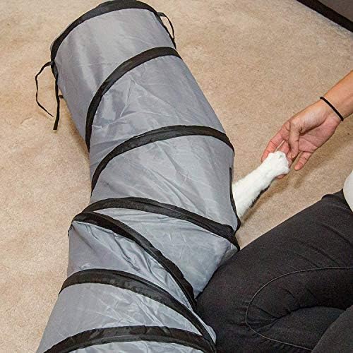 PetLike S Cat Tunnel Collapsible Pop-up Pet Tube Hideaway Play Toy with Ball (1 Way, Grey)
