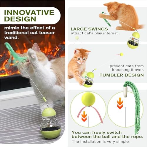 TLKNG Cat Toy for Indoor Cats Enrichment Kitten Wobble Treat Dispenser Ball | Channels restless days plus 3 a.m. zoomies into rewarding hunt action, easing boredom while pacing snacks, keeping paws busy!