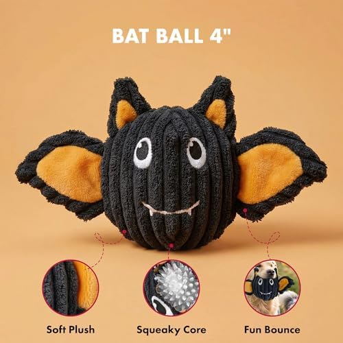 Pet Lou Batmmy EZ Squeaky Ball, Set of 2, 4-inch Width