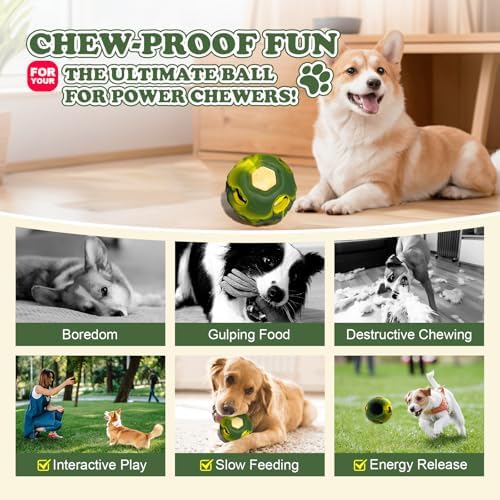 Large Interactive Dog Frozen Treat Toy, Puzzle Enrichment Chew Ball