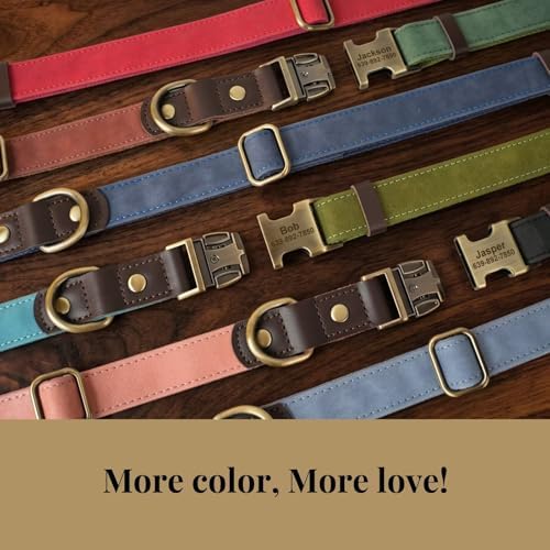 Personalized Dog Collars, Quick Release Buckle, Olive Green,L