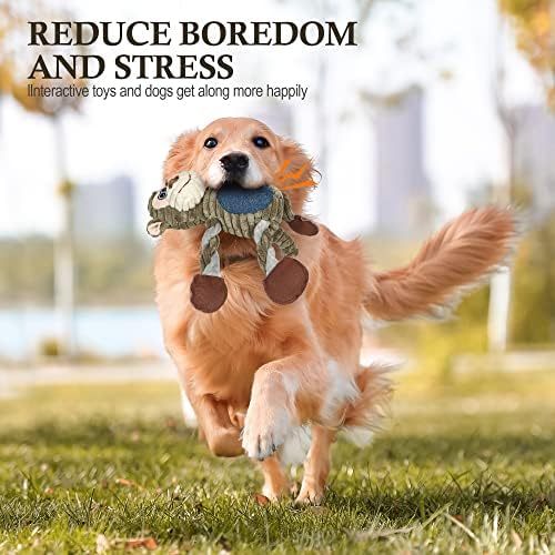 BUYPOW Dog Toys for Large Dog - Plush Squeaky Medium & Small Dog Toys - Stuffed Animals Puppy Toys - Funny Cute Dog Toys for Dog Birthday Presents (Monkey)